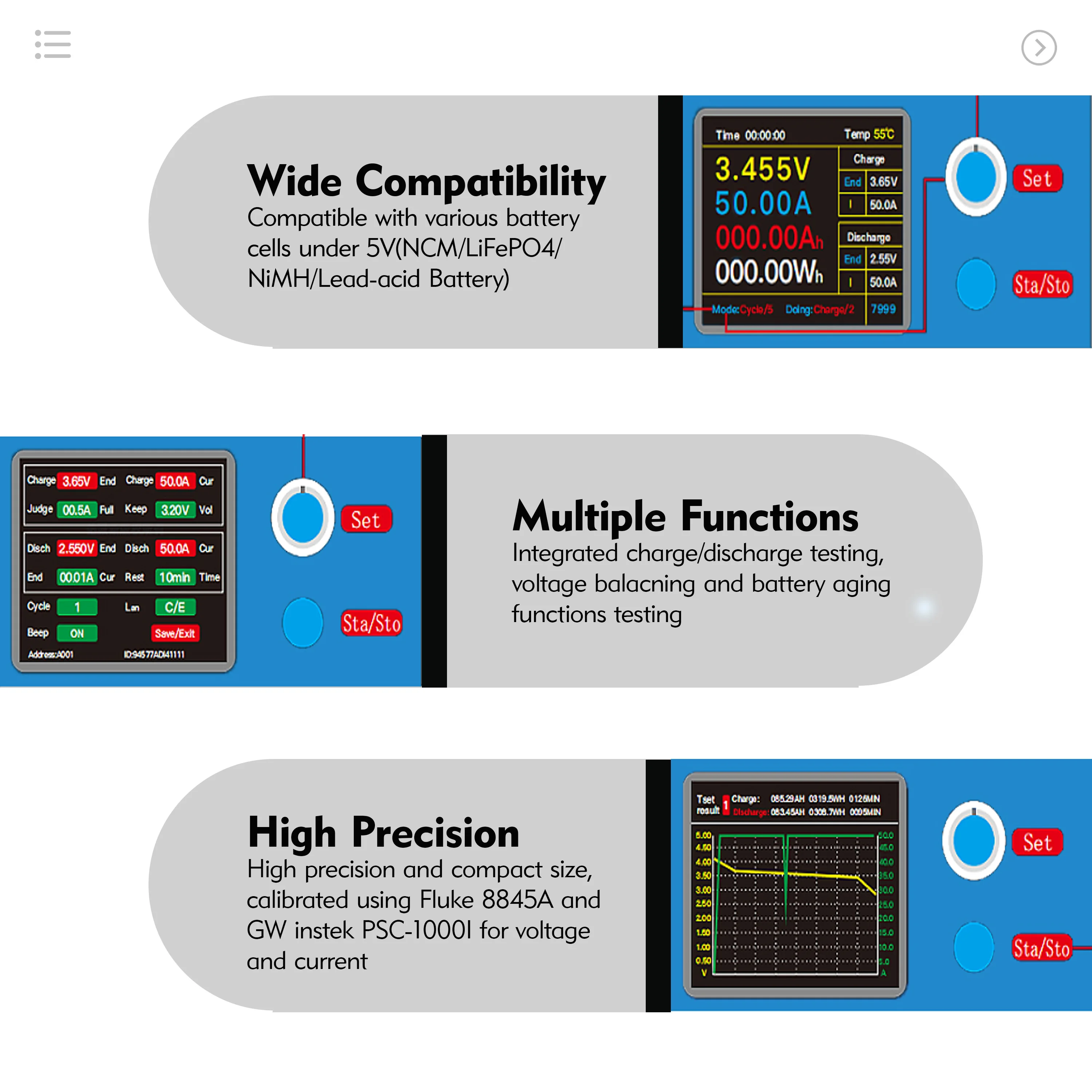 Heltec 10A 50A 5V 30V Battery Charge Discharge Controller Capacity Tester Load Tester for NCM/LiFePO4/NiMH/Lead-acid Battery