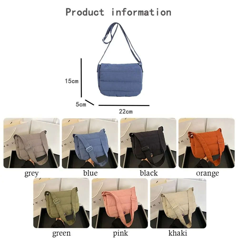 Fashion Underarm Bags Puffy Handbags Tote Bags Women Girls Shoulder Bags Lightweight Down Cotton Padded Plaid Messenger Bags