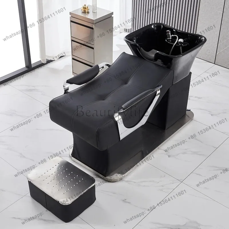 

Unique High End Head Spa Barber Shop Dedicated Shampoo Bed Sitting Type Flushing Bed Ceramic Hot Spring Bed Commercial Furniture