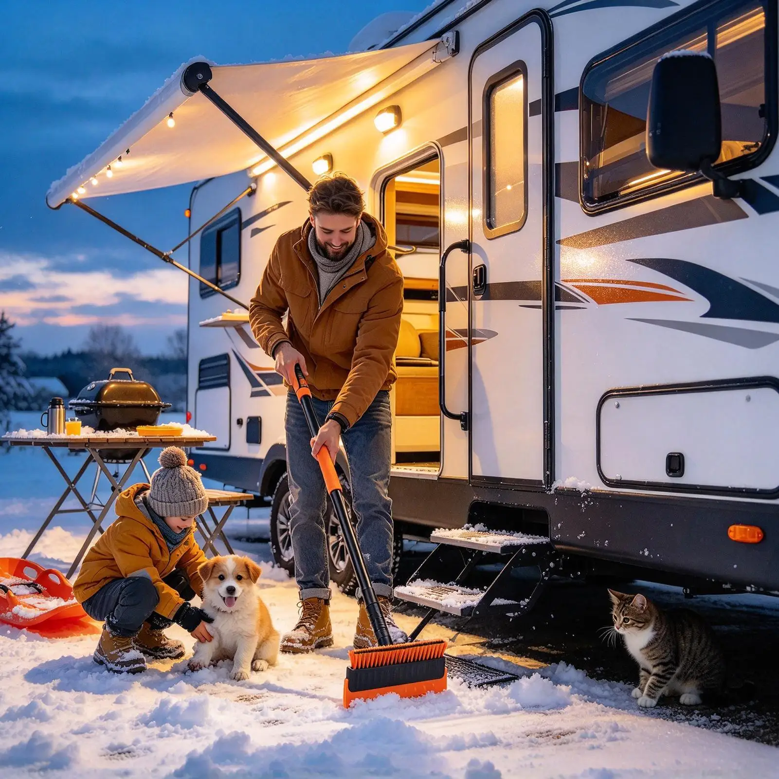 Snow Brush For Car Heavy Duty Cleaning Tool Pole Not Included Snow Removal Roof Rakes For Car Truck Automotive Suv Windshield