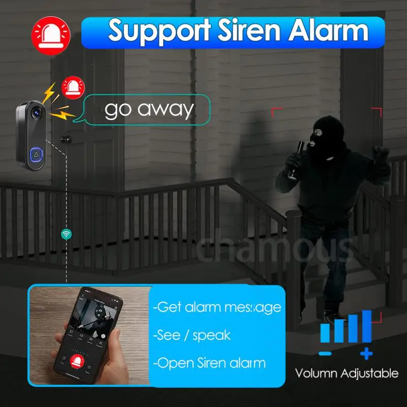 Corui Tuya Wifi Smart Visual Doorbel Sirene Alarm Deurbel Stem Intercom Draadloze Deurbel Voor Alexa Google Home