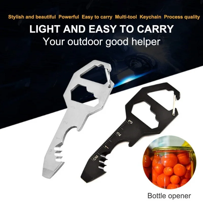 Flaschenöffner-Multitool, EDC-Gadget aus Edelstahl, 6-in-1-Flaschenöffner, Schraubenschlüssel, universelles Taschen-Rucksack-Werkzeug für den Alltag – Detail 2