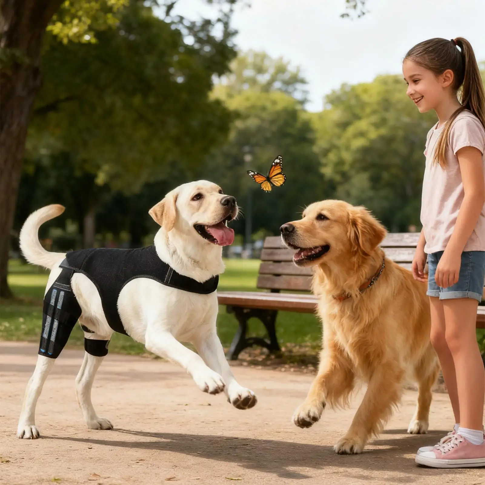 

Наколенники для собак на спине, регулируемые шарнирные подтяжки для собак с 4 металлическими стабилизаторами для пеших прогулок, упражнений на открытом воздухе