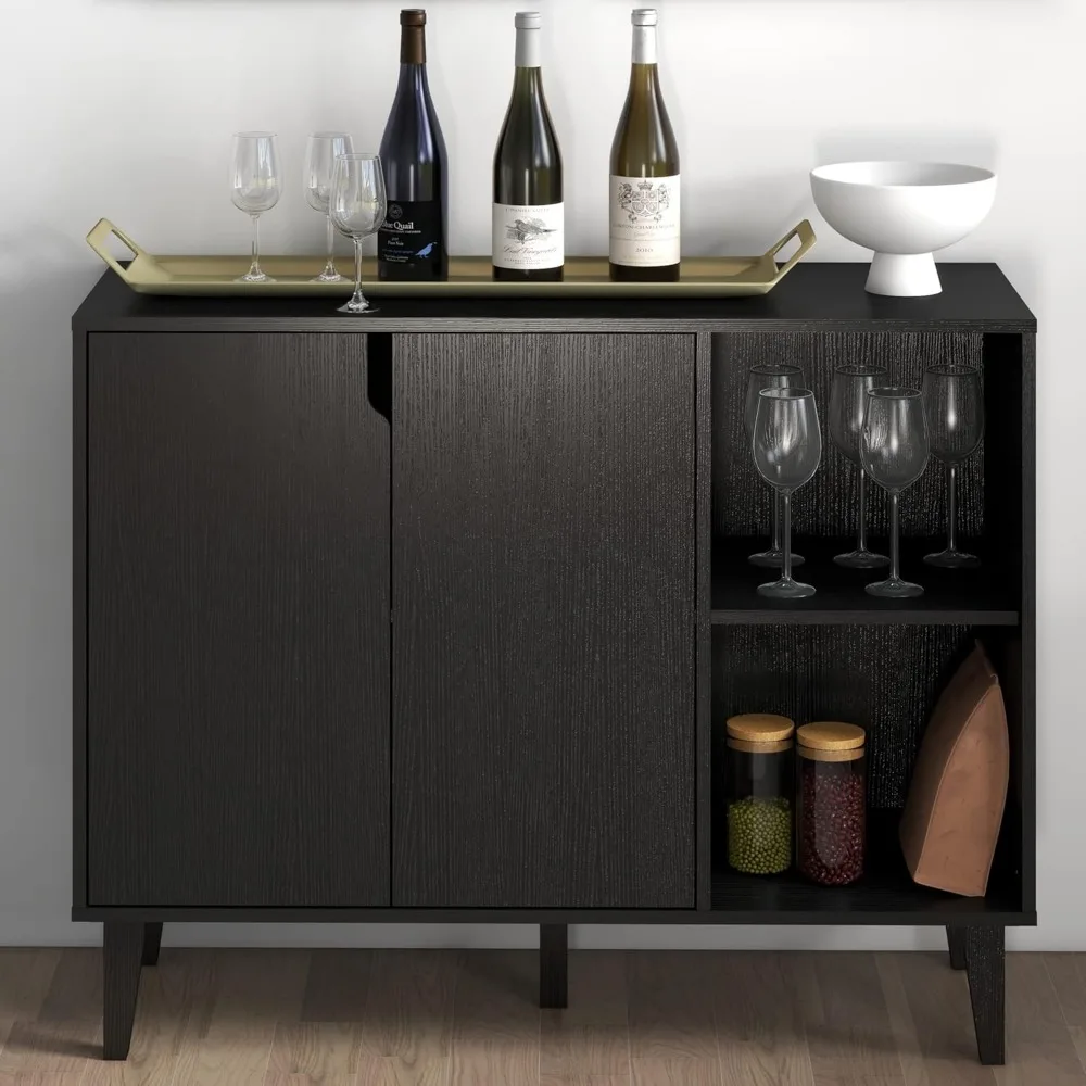 

Accent Sideboard Buffet Serving Cabinet with 2 Doors and Shelves Storage Cabinet White Coffee Bar Cabinet for Kitchen Dinning R