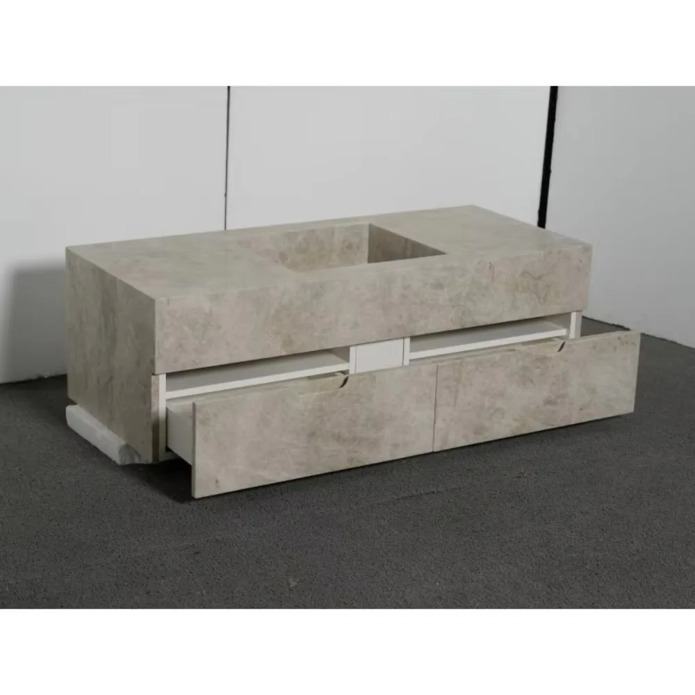 Modern Design Taj Mahal Quartzite Bathroom Vanity Wall-mount Hotel Villa Single Wash Basin with Drawers