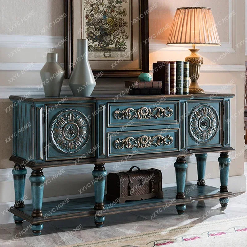 XXCountry Console Long T View Table Carved Vintage Side Table