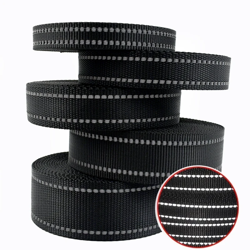 

2/5/10M 15-38mm 1.7mm Thick Reflective Nylon Webbing Strap Backpack Belt Bias Luggage Binding Ribbon Band Sewing Accessories