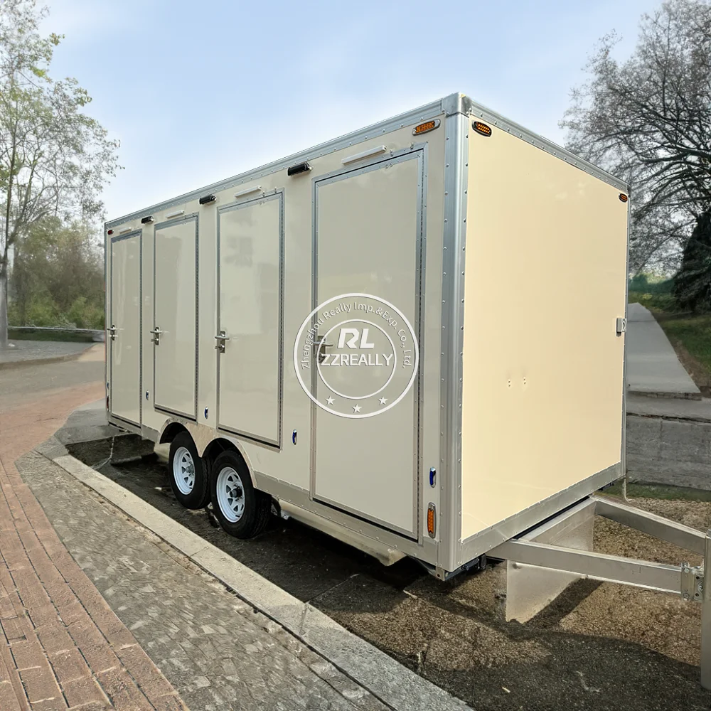 Reboque de banheiro portátil ao ar livre portátil acampamento toalete plástico luxo banheiro reboque chuveiro acampamento para venda