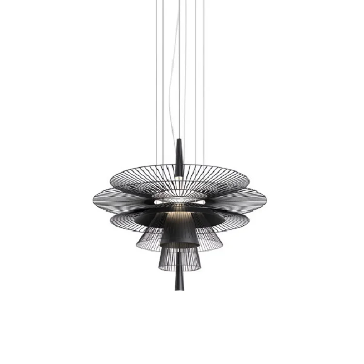 Industrial simple art flower metal hanging LED pendant iron grilled ceiling for showroom