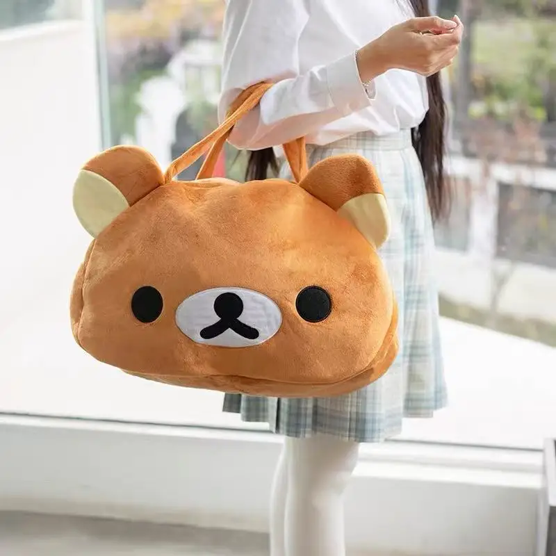 Rilakkuma Plush Shoulder Bag Cartoon Soft Bear Anime Soft Large Capacity Tote Bear Handbag Casual Luggage Gift