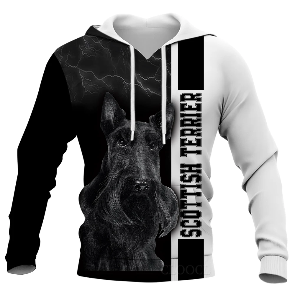 

CLOOCL Men Hoodie Animal Scottish Terrier Terrier 3D Graphics Printe Women Hooded Pullover Long Sleeves Street Fashion Clothing