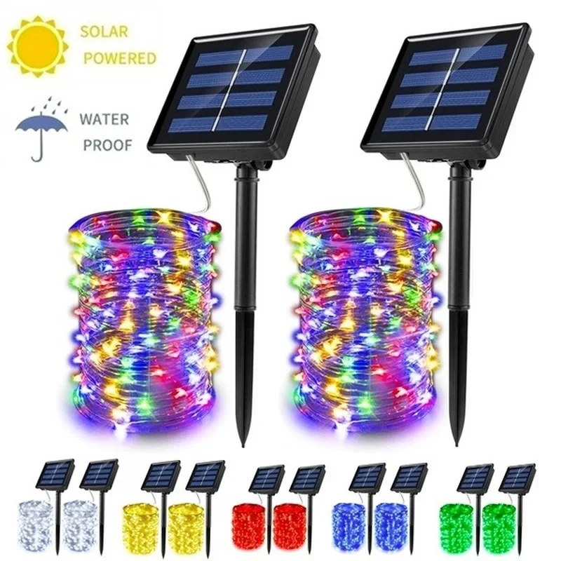 1Pcs Solar String Lights 8 Modes Copper Fairy Outdoor Waterproof Decoration for Garden, Patio, Yard, Gate, Party, Wedding