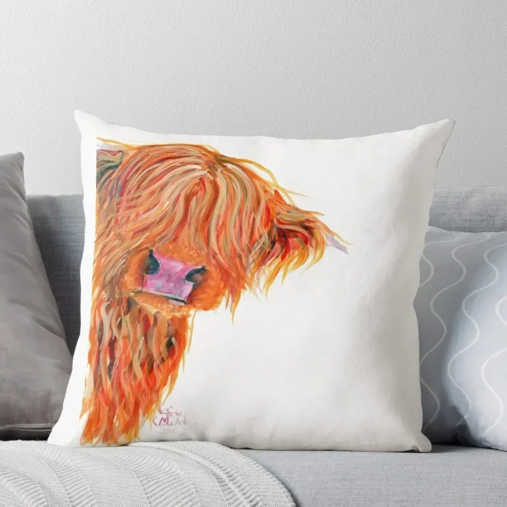 HIGHLAND COW 'PEEKABOO' BY SHIRLEY MACARTHUR Throw Pillow Luxury Living Room Decorative Cushions Cushion Cover Luxury pillow