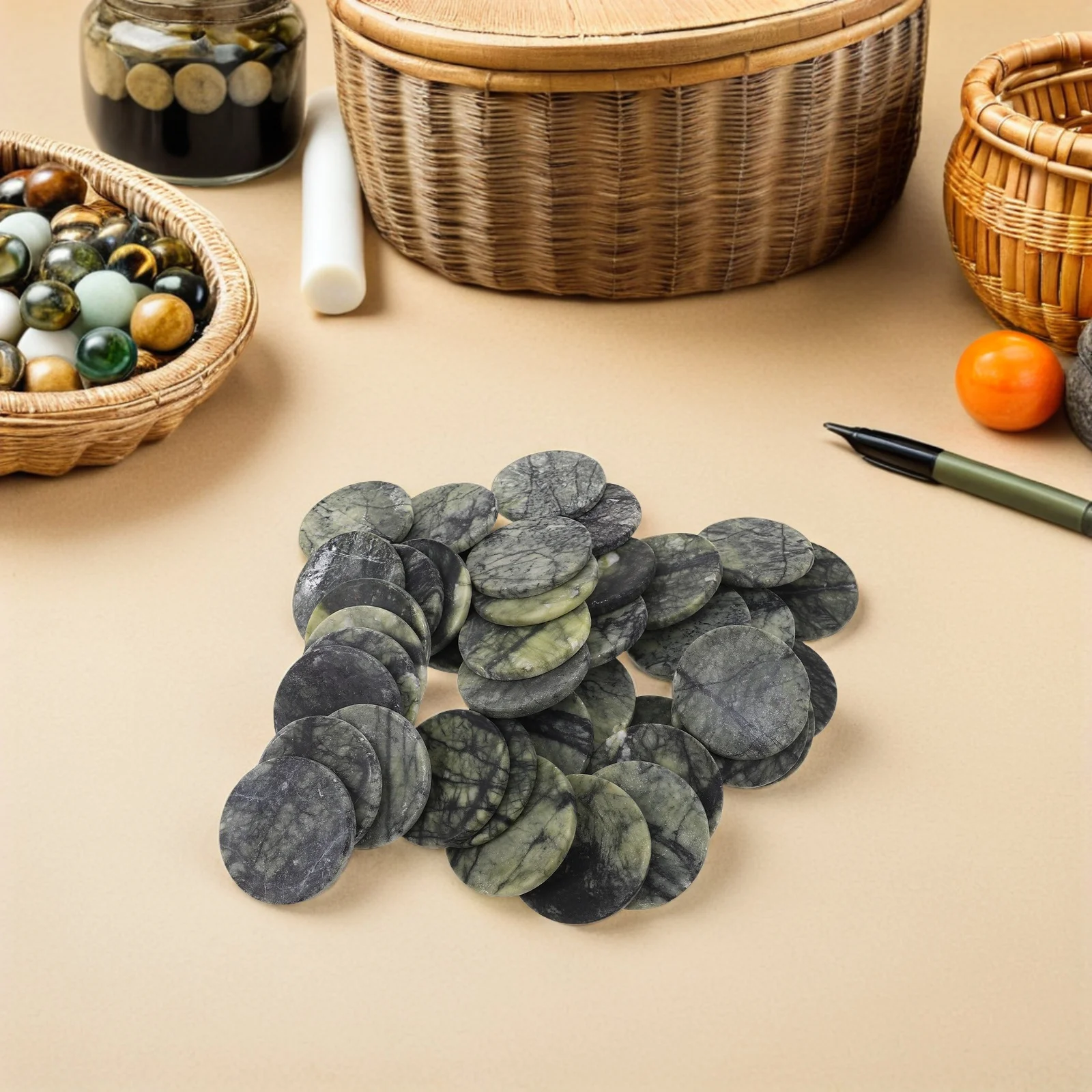 40Pcs Flat Stones Skipping Game Enhance Coordination Family Bonding Fun Skipping Rocks Flat River Rocks Water Play