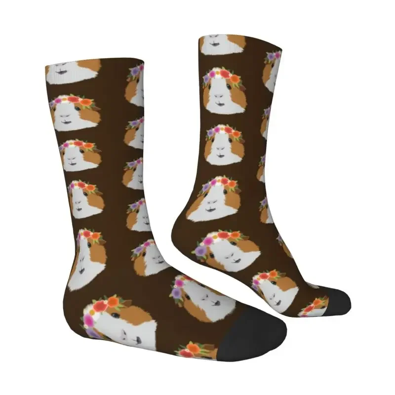 Harajuku Flower Crown Guinea Pig Socks Men Women Warm 3D Printed Domestic Cavy Sports Football Socks