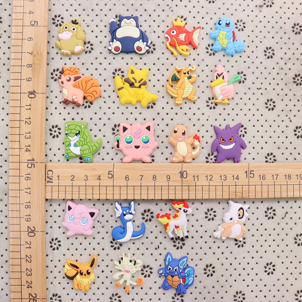 Hot Sales 1-19Pcs PVC Charmander Squirtle Pokemon Garden Shoe Charms Accessories Cute Designer Fit Kids Bracelet