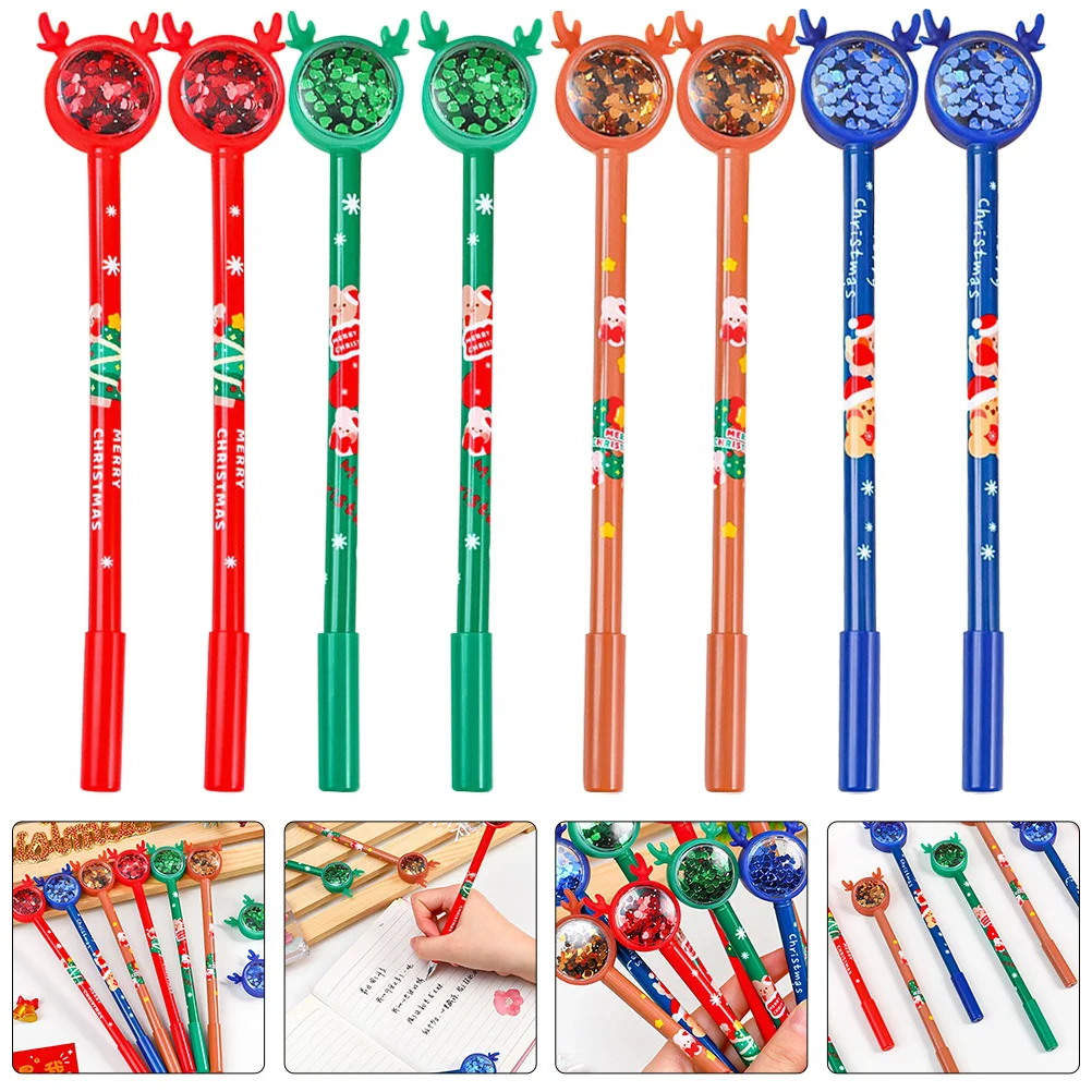 8Pcs Christmas Tree Gel Pens Great Hand Feeling Smooth Flow Pens for Family Friends Office School Supplies Cute Gift