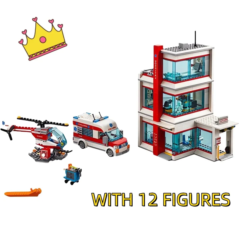 City Series Hospital Building Blocks Fit 60330 Set Home Decor Model MOC Assemble Bricks Toys For Kids Gifts