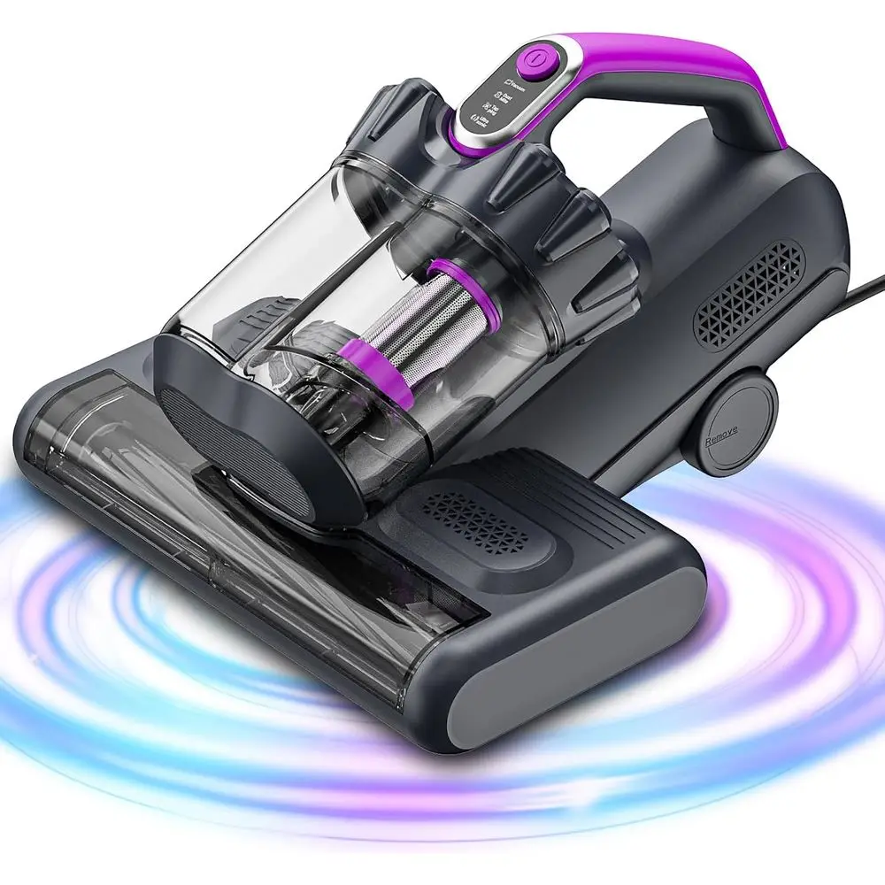 

High Power 17Kpa Suction 500W Handheld Bed Vacuum Cleaner with UV-C Light, Heating, 2x30000RPM Brush Rolls, Corded (Black)