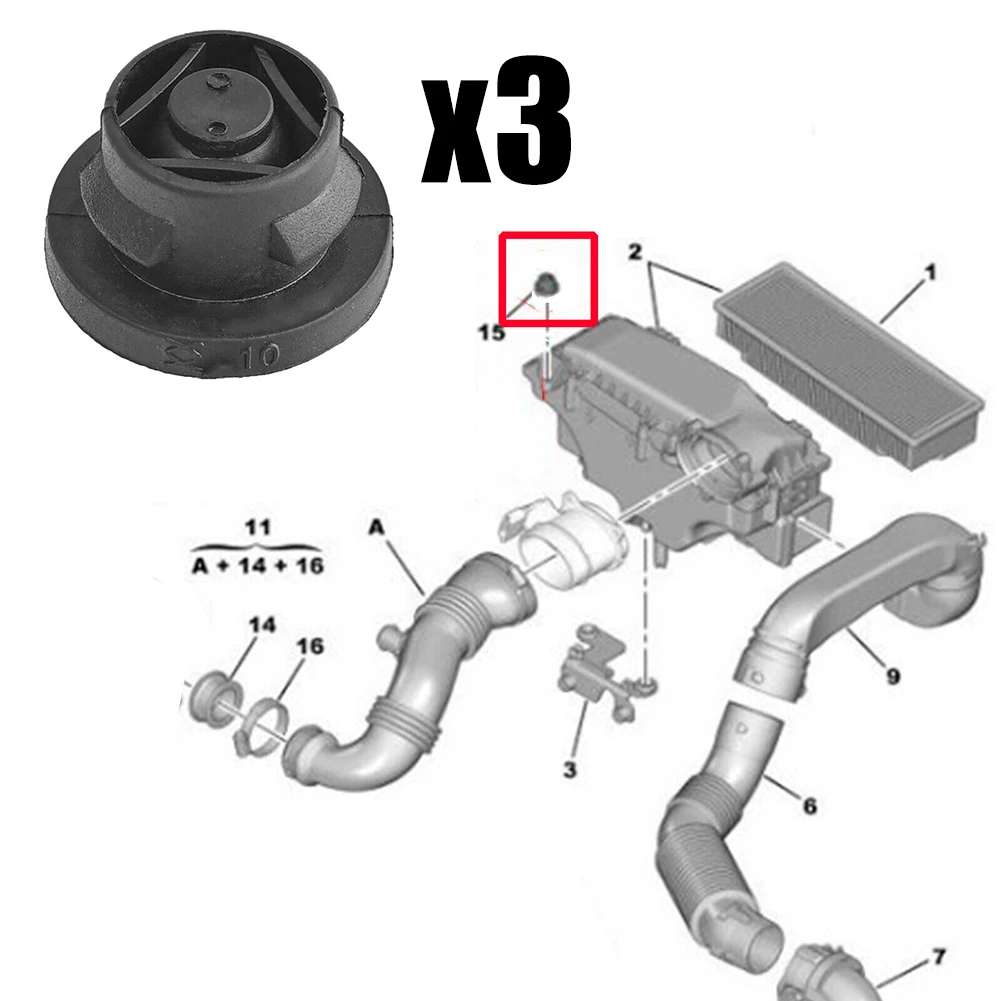 3Pcs Car Air Filter Rubber Insert Grommet For 1.6 HDI Diesel 1422A3 1422.A3 Hood Rubber Gasket Parts Easy To Install