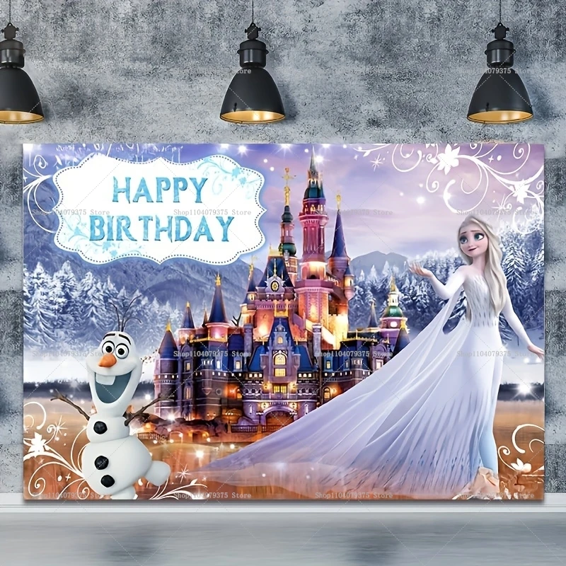 Disney Frozen Princess Elsa sfondo 1pc Vinyl Wall Decor adatto per la festa di compleanno e la fotografia foto Baby Shower