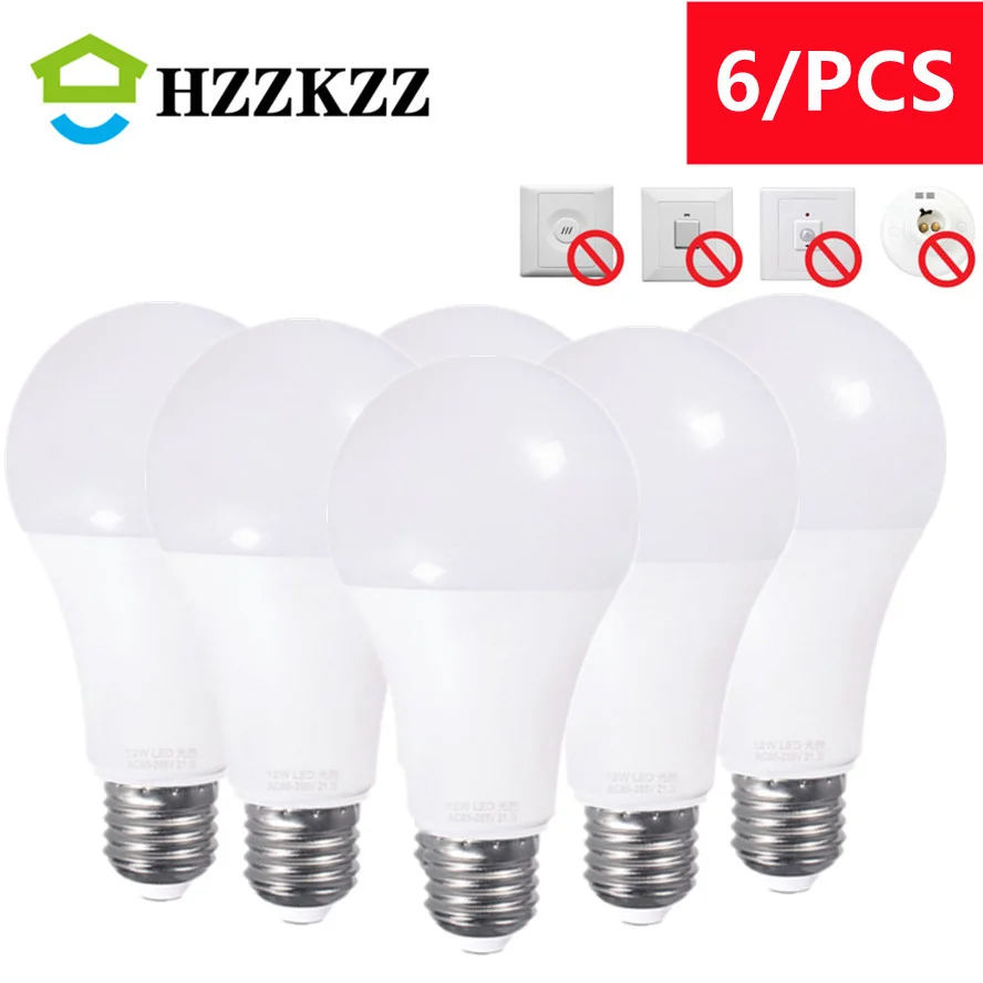 

6PCS LED Dusk To Dawn Bulb E27 5W 7W 9W 12W Sensor Outdoor Light AC 110V 220V 85-265V Day Night Light Auto ON/OFF LED Smart Lamp