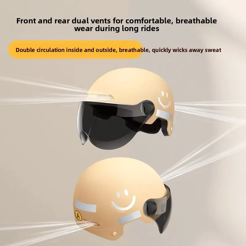 

Cartoon half helmet with goggles 3C certified, male and female adult children's electric vehicle motorcycle safety helmet
