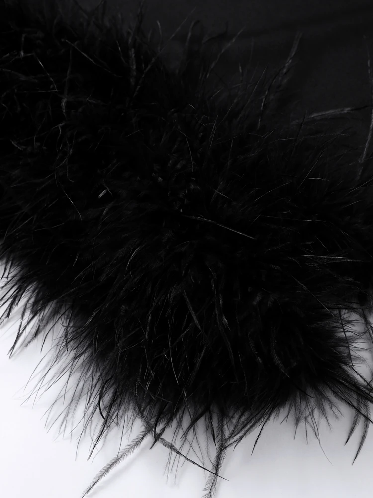 Elegante vestido de pele preta sem mangas feminino fino retalhos cintura alta vestidos retos moda sem costas o pescoço sólido robe