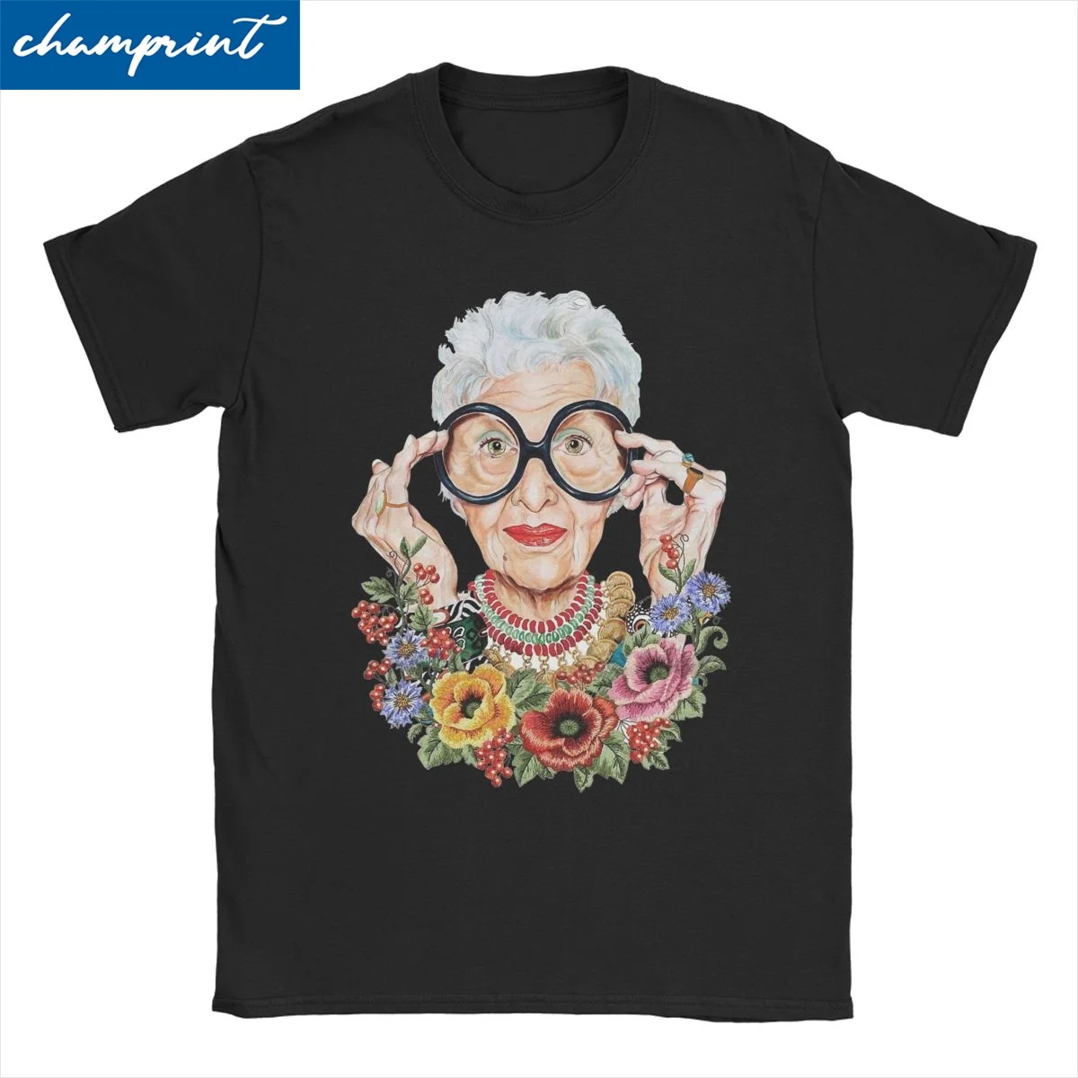 Iris Apfel Fashion Lady Men Women's T Shirts Vintage Tee Shirt Short Sleeve Round Collar T-Shirt 100% Cotton Gift Idea Clothes