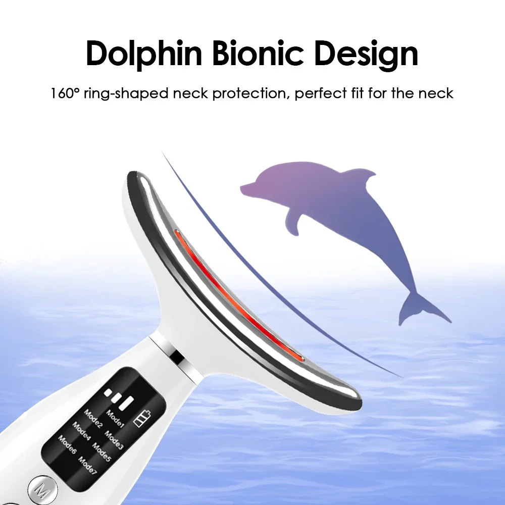 Appareil de beauté du cou à lumière LED, 7 couleurs, Massage par Vibration, améliore la ligne du cou, Machine de levage du Double menton pour le visage et la maison, outil de soins de la peau