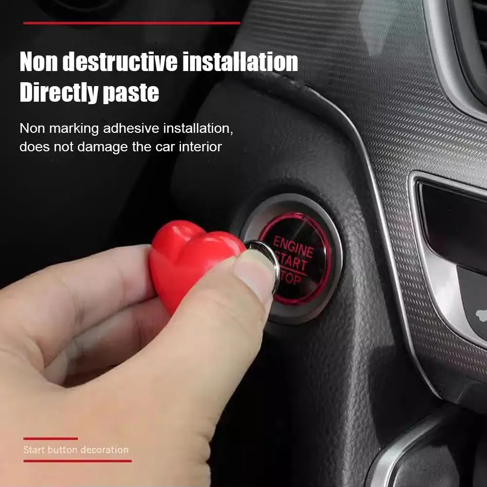 ​​​​​​Heart Shape Car One Click Start Button Rocker Engine Car Stop Decorative Accessories Sticker Car Lever Starter Start S6X3