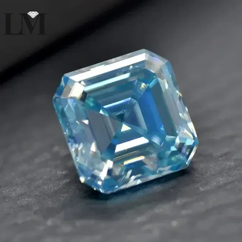 Piedra moissanita Aguamarina Asscher corte para probador de diamantes de paso dijes de piedras preciosas método Czochralski piedra preciosa con certificado