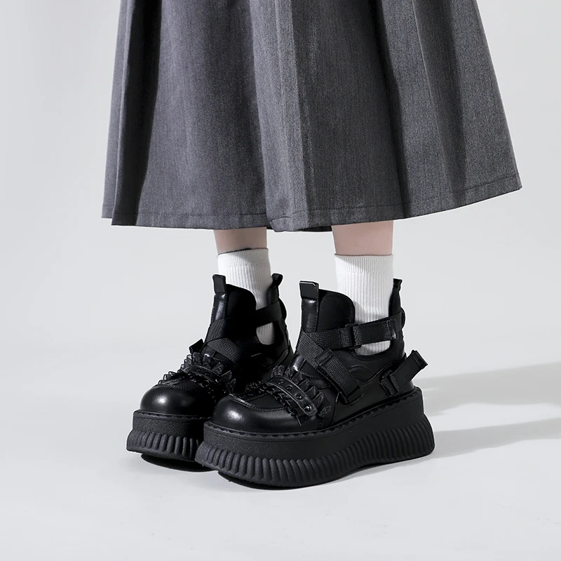 

2026 New Punk Style Women Shoes Heel Height 8CM Platform Shoes Woman Buckle y2k Woman Sneakers Gothic Ankle Rock Boots