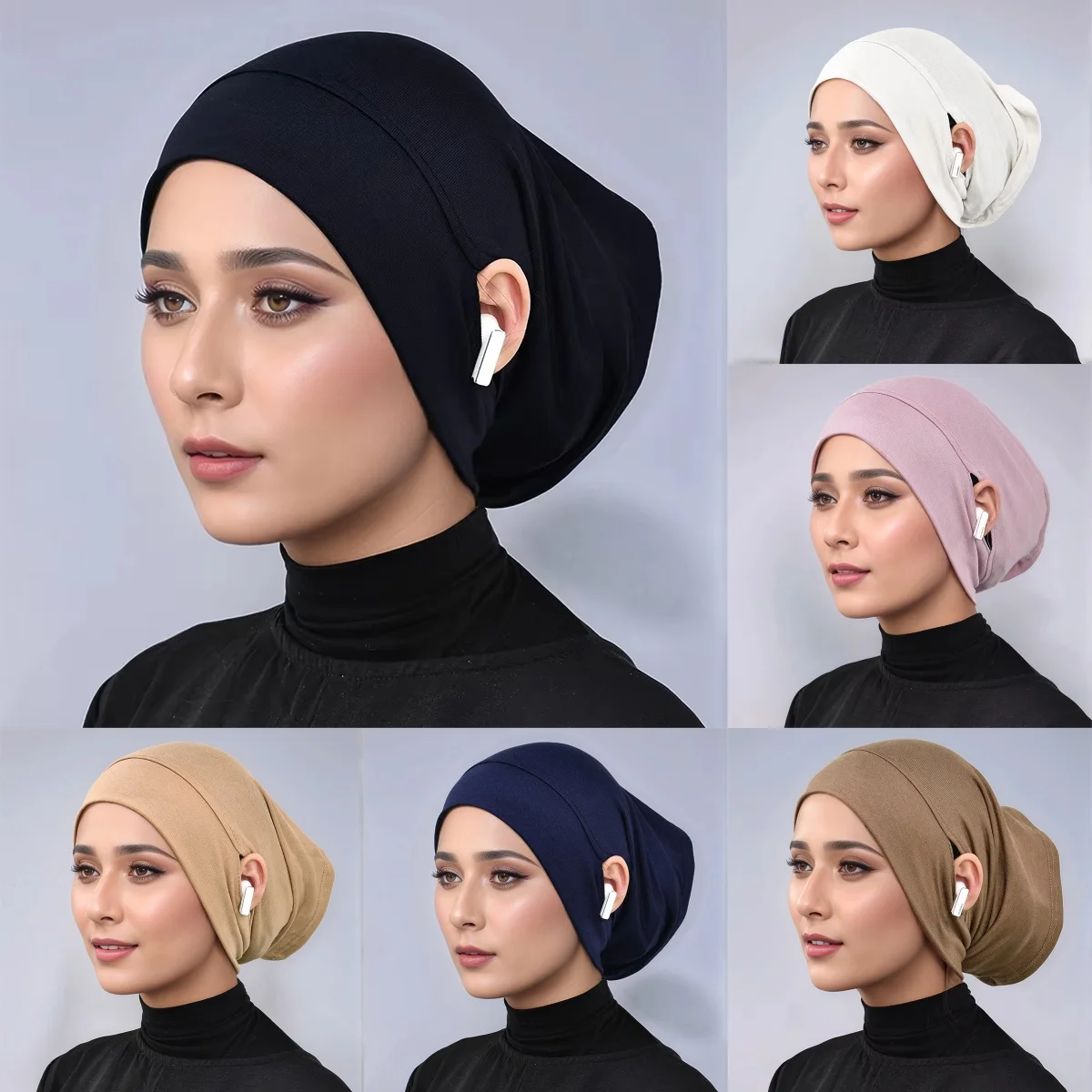 

2026 New Muslim Women's Hijab Undercap With Ear Hole Hijab Caps Bandanas Under Caps For Hijabs Headscarf Underscarf Islamic Band