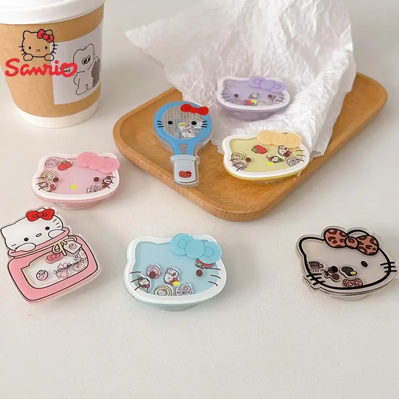 

Sanrio Hello Kitty Shake Mobile Phone Air Cushion Bracket Kawaii Back Stick Telescopic Bracket Desktop Ornament Portable Holder