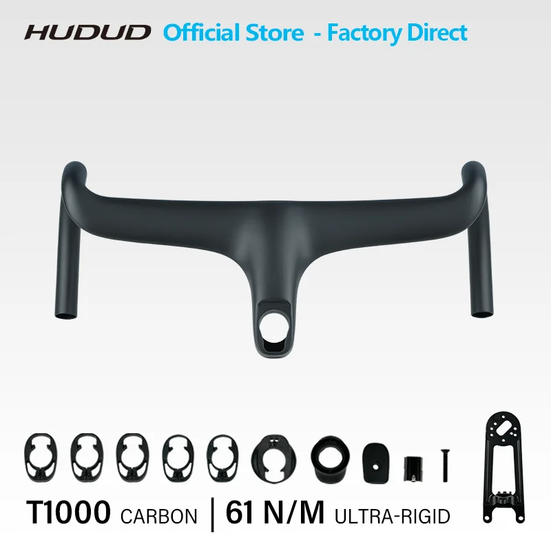 HUDUD T1000 Aero Carbon Road Bike Integrated Handlebar 340g Full Internal Cable Routing 70mm Reach 110mm Drop 360-440mm Width