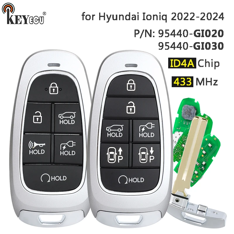 

Чип KEYECU 433 МГц ID4A, артикул: 95440-GI020 95440-GI030, умный дистанционный брелок без ключа для Hyundai Sonata 2022 2023 2024