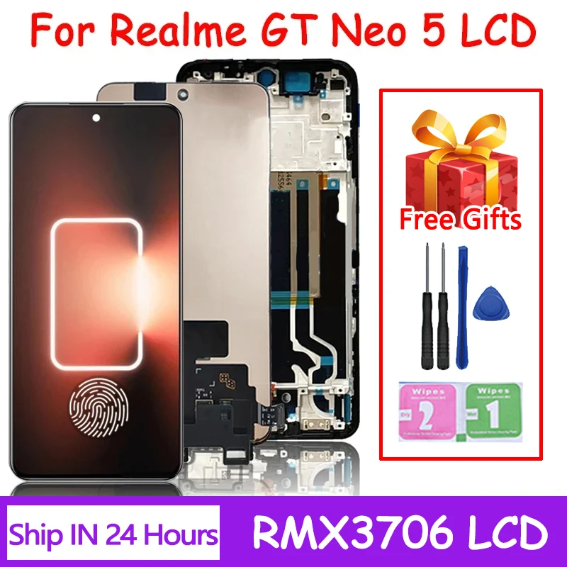 6.74“New AMOLED For Oppo Realme GT Neo 5 RMX3706 LCD Display Screen+Touch Panel Digitizer For Realme GT Neo5 Display
