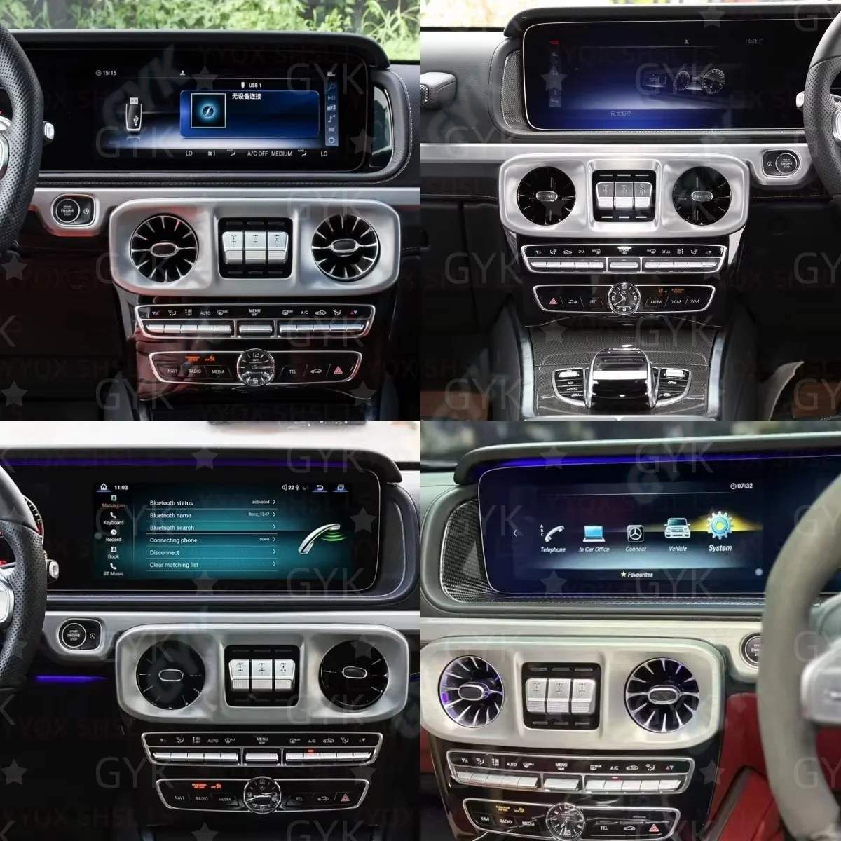 Picture 6: Dual Screen Carplay Car Multimedia Player For Mercedes-Benz G-Class W463 2019-2025 Android Auto GPS Navigation Bluetooth 5.0 Hea
