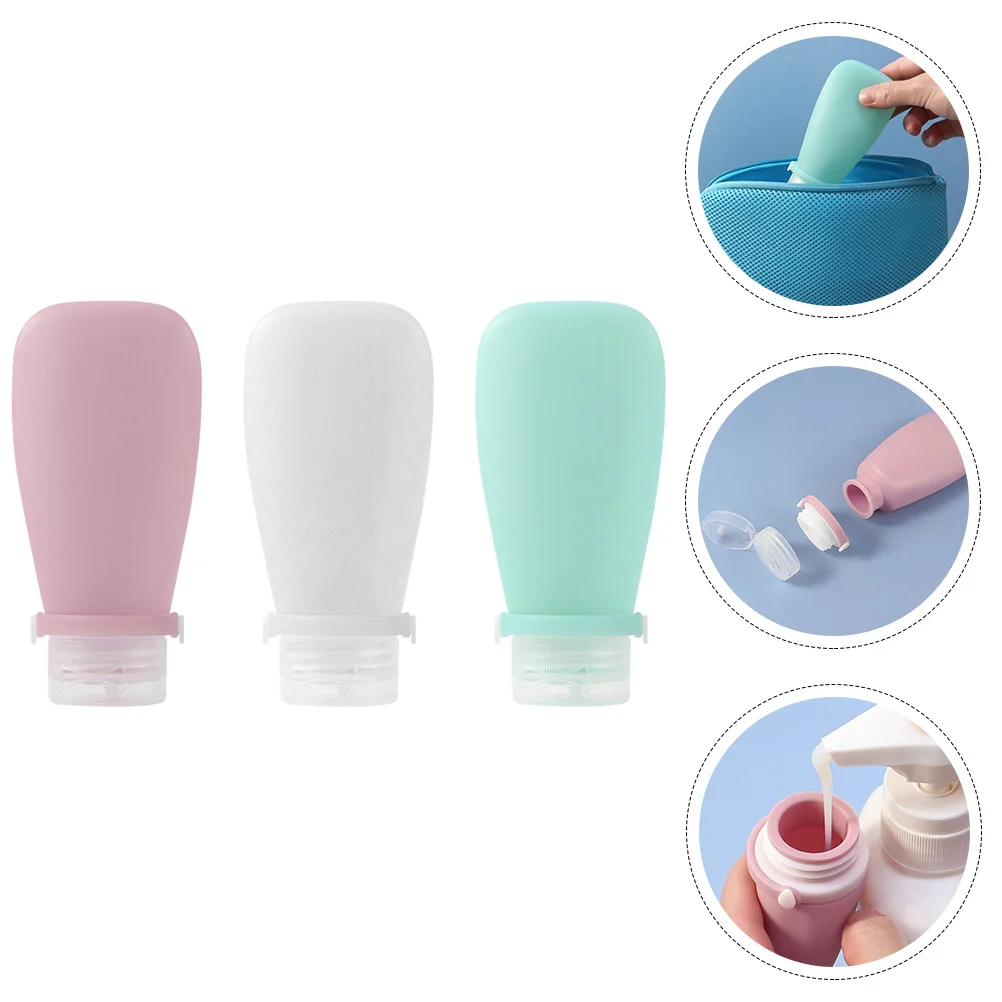 

3 Pcs Travel Bottle Compact Containers Outdoor Toiletries Lotion Supplies Sub Bottles Shower Gel Shampoo Size Silica Silicone