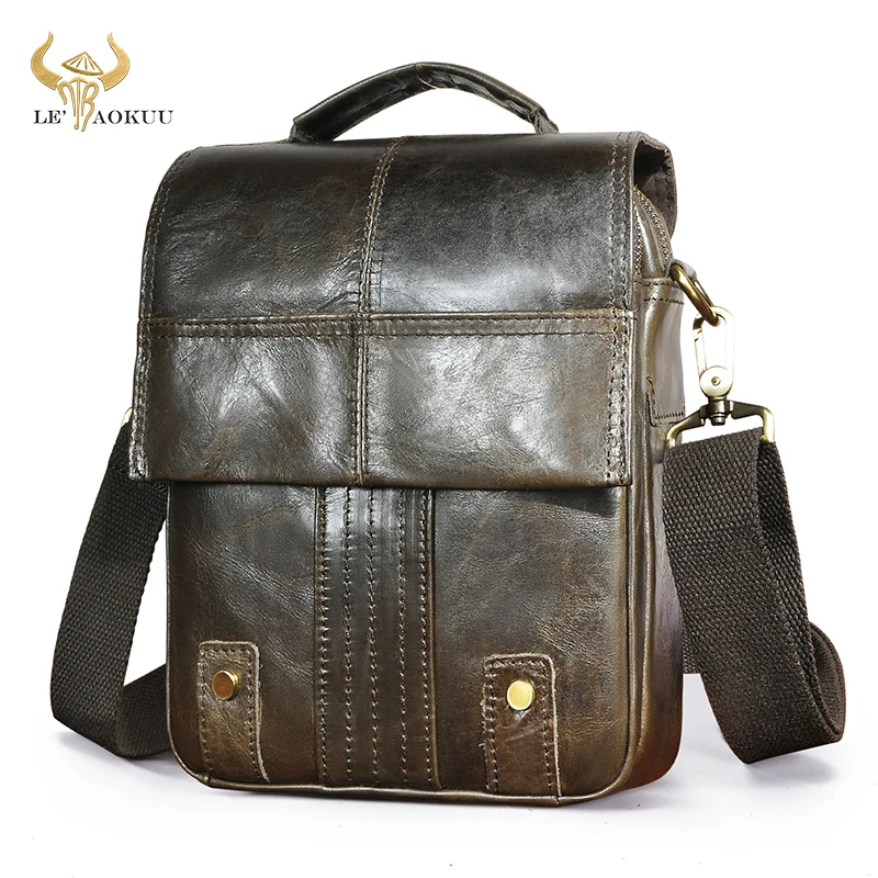 

Genuine Leather Fashion Travel Tote Messenger Mochila bag Design Satchel Cross-body Shoulder bag Tablet Pouch For Male Men 152