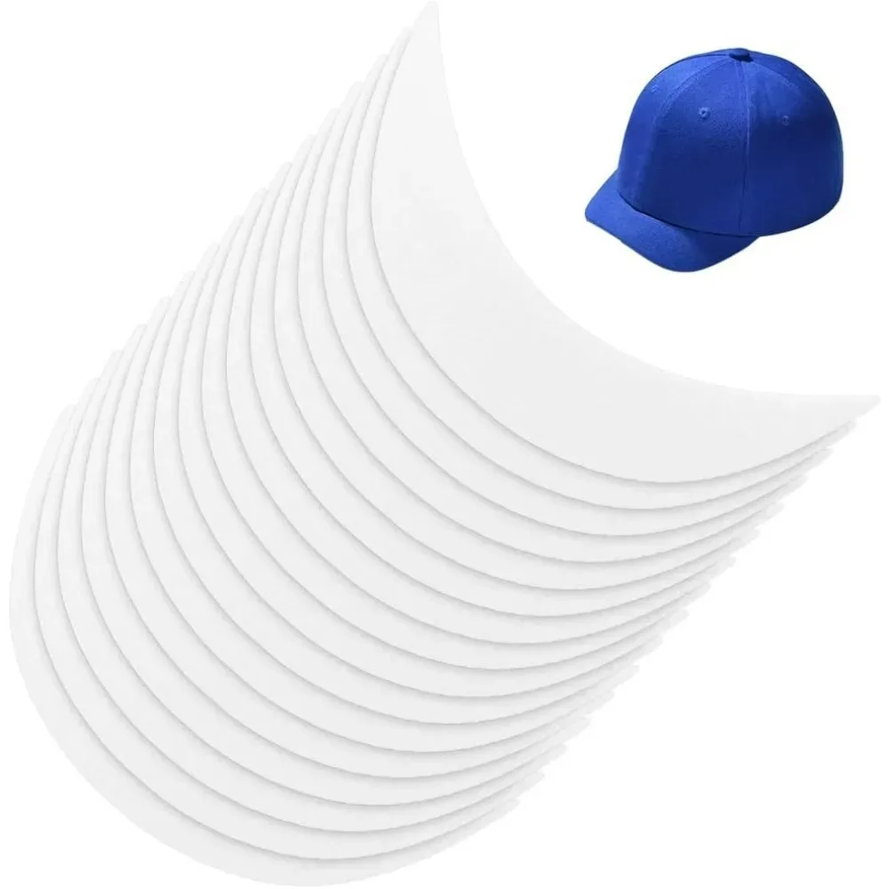 16Pcs White Brim Hat Brim Stiffeners Cap Visor Insert 7x3.2x0.07inch Crochet or Knit Plastic Brim Hat for Craft making kit