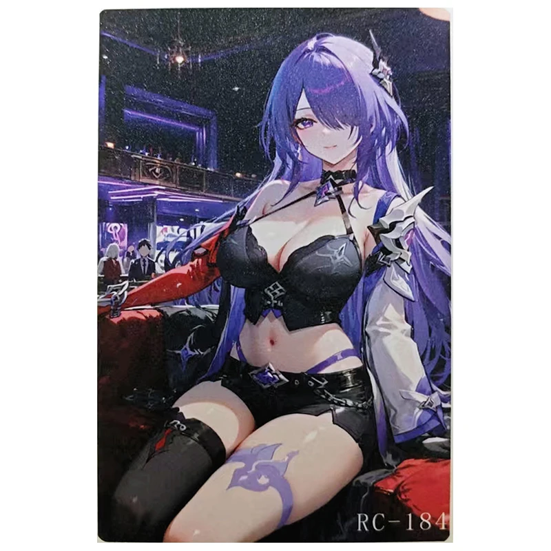 Anime diosa historia rara tamaño A6 RC tarjeta coleccionable Kafka Robin Hu Tao Ningguang Yae Miko Keqing juguetes para niños regalo de cumpleaños