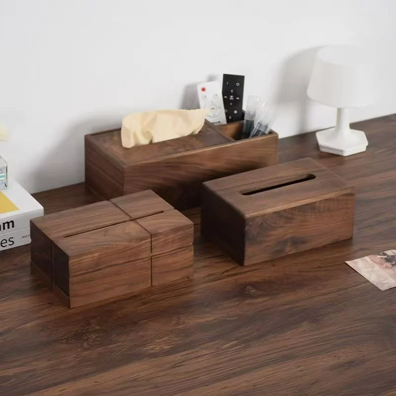 Walnut Tissue Box Creative Solid Hardwood Tissue Box Home Living Room Desktop Tea Table Home Decoration Storage Box Kids Toys