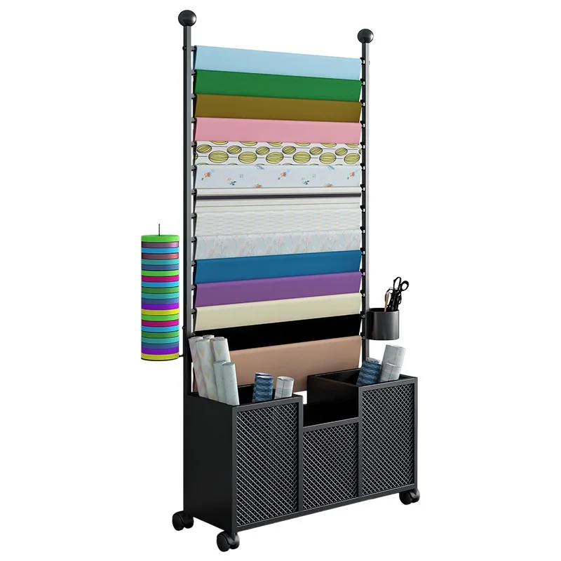 New wrought iron flower wrapping paper rack flower shop display rack ribbon ribbon storage rack scarf car film wallpaper holder
