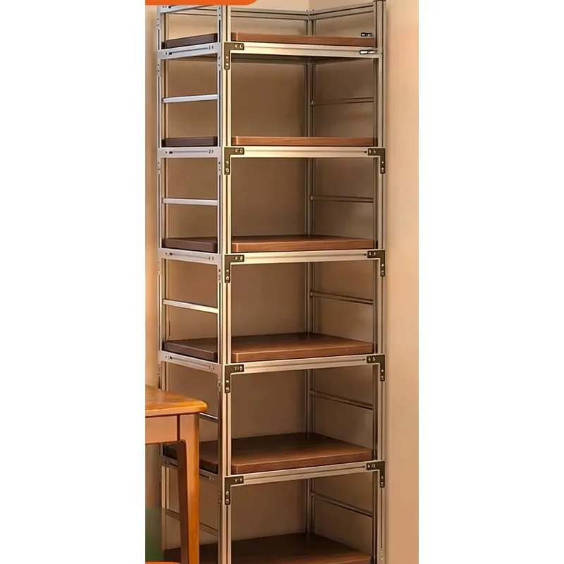 Aluminum Profile Corner Rack Floor-to-ceiling Aluminum Alloy Corner Rack Bedroom Against The Wall Corner Storage Crevice Narrow