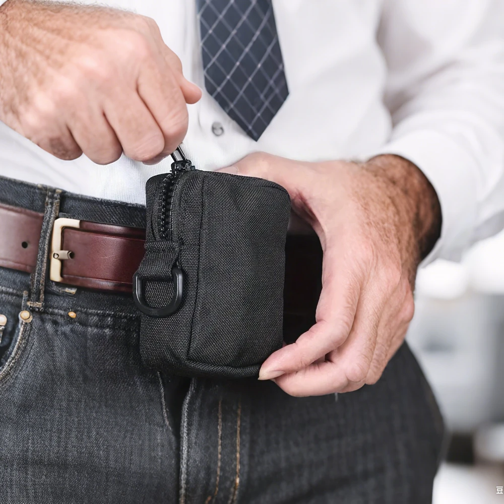 Мужской тактический поясной кошелек, сумка Molle EDC для ремня, водонепроницаемый держатель для карт на молнии и портмоне для уличного использования