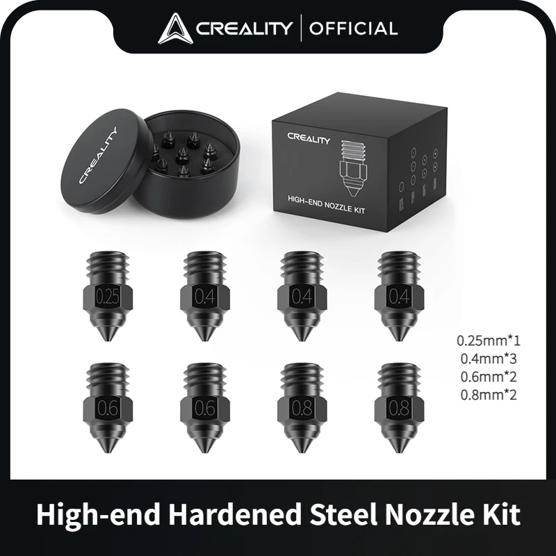 CREALITY NEW High-end Premium Hardened Steel Nozzle Kit 3D Printer Parts Upgrade High Hardness Thermal Conductivity