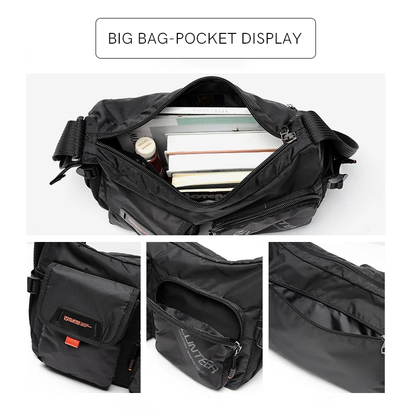 Volunteer Messenger Crossbody Bags for Men Oxford Side Letter Print Fashion Light Weight Protable Versatile Shoulder Bags1802-18