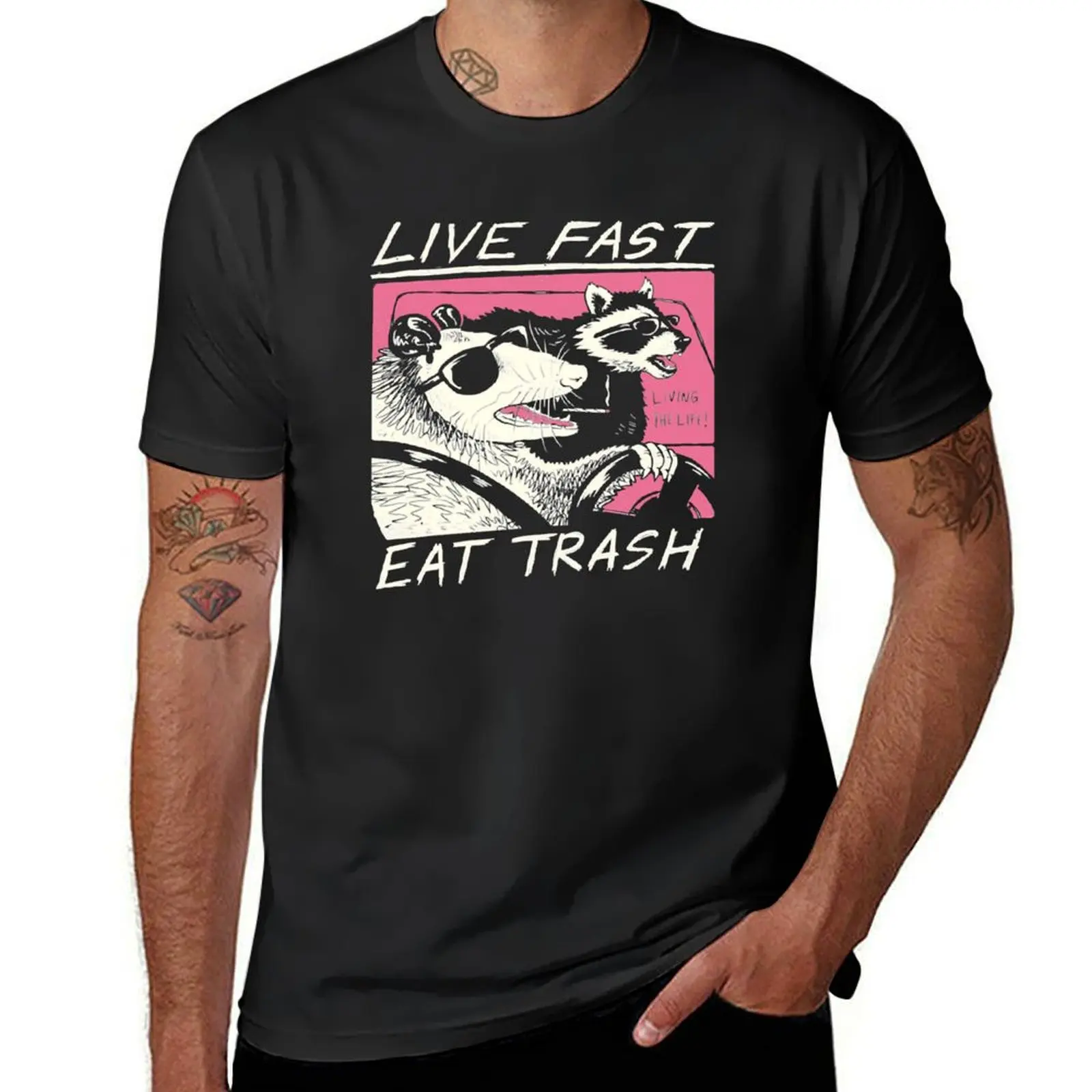 

Live Fast! Eat Trash T-Shirt summer tops boys whites cute clothes cute tops fruit of the loom mens t shirts